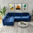 thumbnail image 4 of Owen Navy Blue Velvet Modern Living Room Corner Sectional Couch, 4 of 6