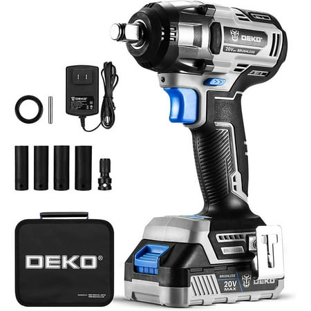 

Cordless Impact Wrench 20V Power Impact Wrenches 1/2 Impact Wrench Chuck With 3200Rpm Variable Speed Max Torque 258 Ft-Lbs (350N.M) 1X2.0A Li-Ion Battery 1 Hour Fast Charger And Tool Bag