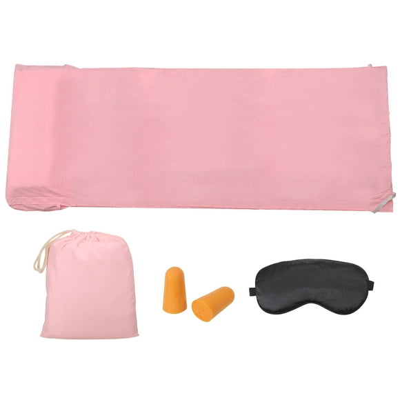 Unique Bargains 82.6x47 inch Sleeping Bag Liner Travel Hotel Camping Sleep Sheet Sack Set for Backpacking Pink