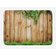 thumbnail image 1 of Rustic Bath Mat, Fresh Spring Season Grass and Leaf Plant over Old Wood Fence Garden Field Photo, Non-Slip Plush Mat Bathroom Kitchen Laundry Room Decor, 29.5 X 17.5 Inches, Green Brown, Ambesonne, 1 of 2