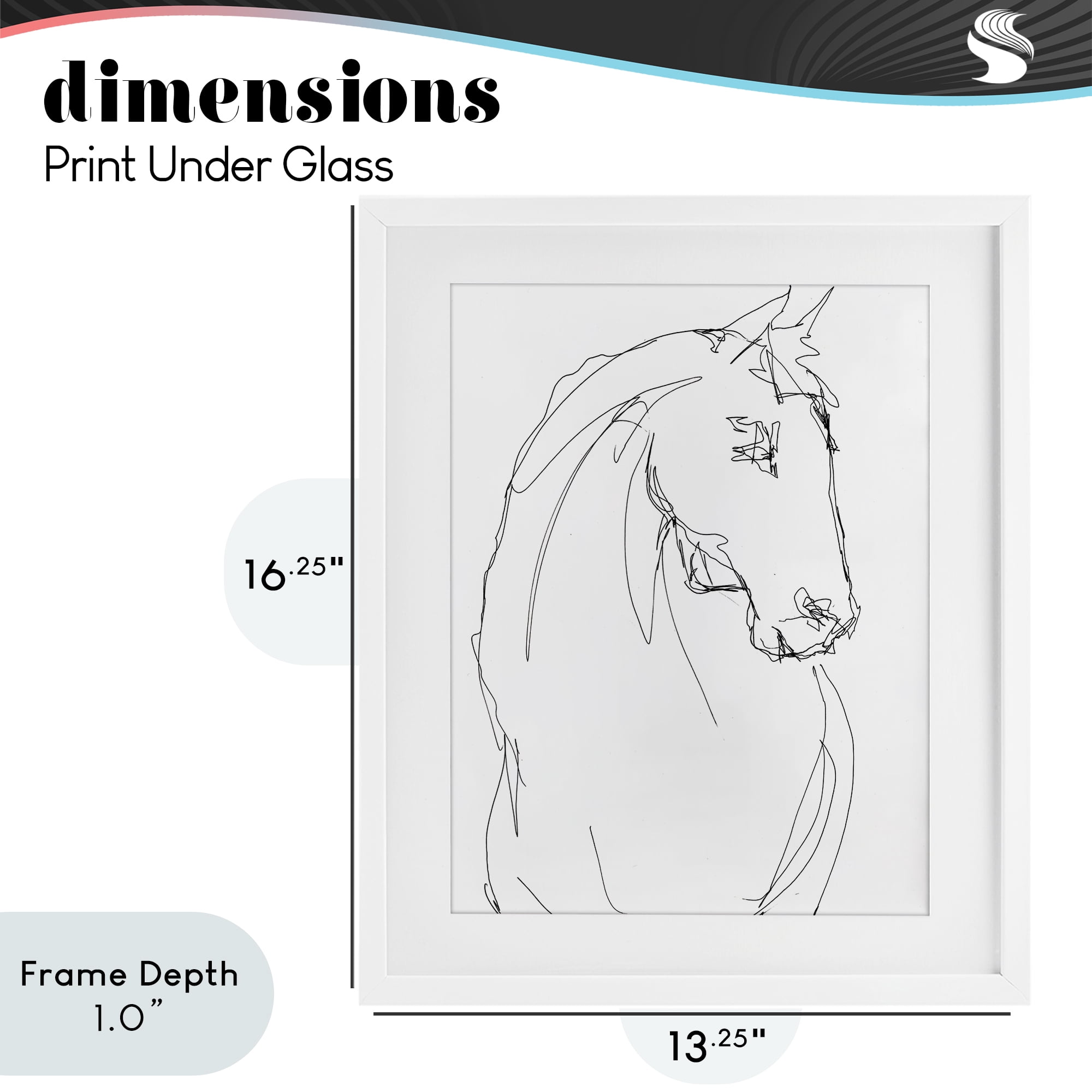 Stupell Industries Sketched Horse Contour White Framed Print Under Glass, design by Lorenzo Collective
