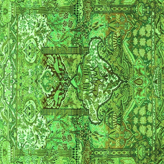 Ahgly Company Indoor Square Persian Green Traditional Area Rugs, 3' Square