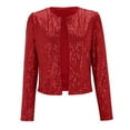 thumbnail image 4 of Delayuji Jean Jacket Women Women Casual Fashion Urban Sequin Sequins Sparkling Cardigan Jacket Casual Jackets for Women Red Xxl, 4 of 8