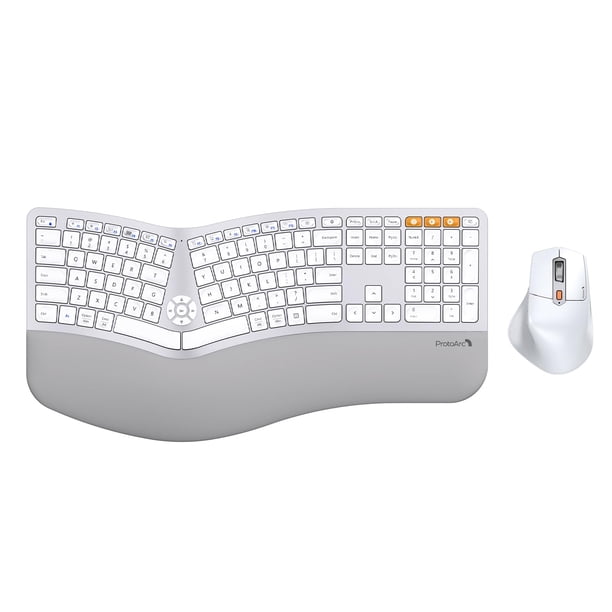 Combo teclado y ratón ProtoArc EKM01 Plus ergonómico blanco