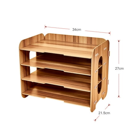 Creative Desktop File Organizer Wood Document Holder Letter Tray 4