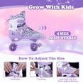 thumbnail image 3 of Kids Roller Skates Adjustable Adjustable Flashing Wheel ABEC Bearing Triple Protection for Outdoor Indoor Adjustable Roller Skates Kids Purple,L, 3 of 7