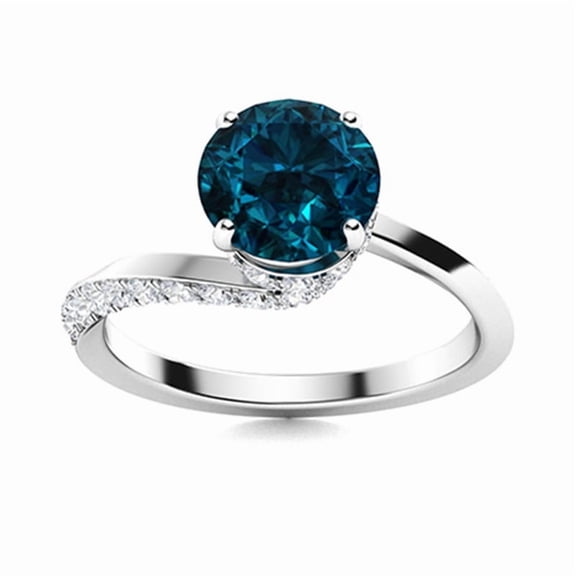 Mooneye 1.05 Ctw Round Shape London Blue Topaz 925 Sterling Silver Solitaire Bypass Women Gift Ring