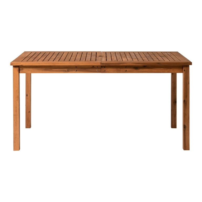 Walker Edison Acacia Wood Patio Simple Dining Table Brown