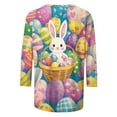 thumbnail image 4 of Xixinqiwan Women's Easter Tops Plus Size,Happy Easter 3/4 Sleeve Women's Tops Dressy Bunny Eggs Print Trendy Pullover Shirts Crewneck Holiday Blouse, 4 of 5