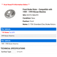 thumbnail image 2 of Front Brake Rotor - Compatible with 1989 - 1999 Nissan Maxima 1990 1991 1992 1993 1994 1995 1996 1997 1998, 2 of 2