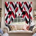 thumbnail image 2 of Modern Seamless Stitching Swag Curtain Valance for Windows, Red Black Geometric Window Treatments Short Swag Topper for Kitchen Windows Bathroom Bedroom, 28"x36", 2 of 8