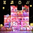 thumbnail image 2 of Big Doll House Girl Toys Dream Dollhouse 4-Story 15 Rooms Playhouse with 3 Dolls, Lights, Furniture and Accessories, Pretend Play Toddler Doll Houses for Kids 3 4 5 6 7 8+ Year Old Gift, 2 of 7