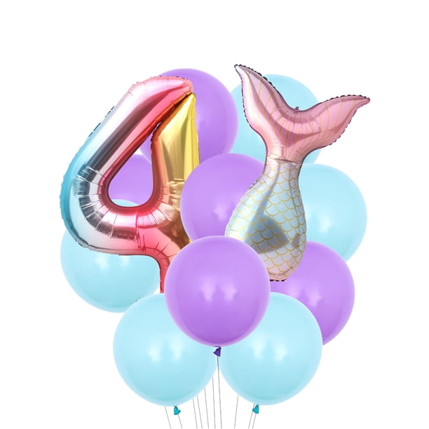 Juego de 12 globos de cola de sirena TOMSHOO Número 4