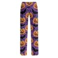 thumbnail image 6 of WTOBBY Women's Seasonal Halloween Print Casual Pants with Drawstring Waist, Comfortable Loose Fit Trousers for Fall Theme Activities,Purple S, 6 of 8