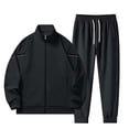 thumbnail image 2 of Zedker Men's 2 Piece Athletic Tracksuits Long Sleeve Full Zip Casual Jogging Sports Workout Outfits Set Black Plus XXXXL, 2 of 5