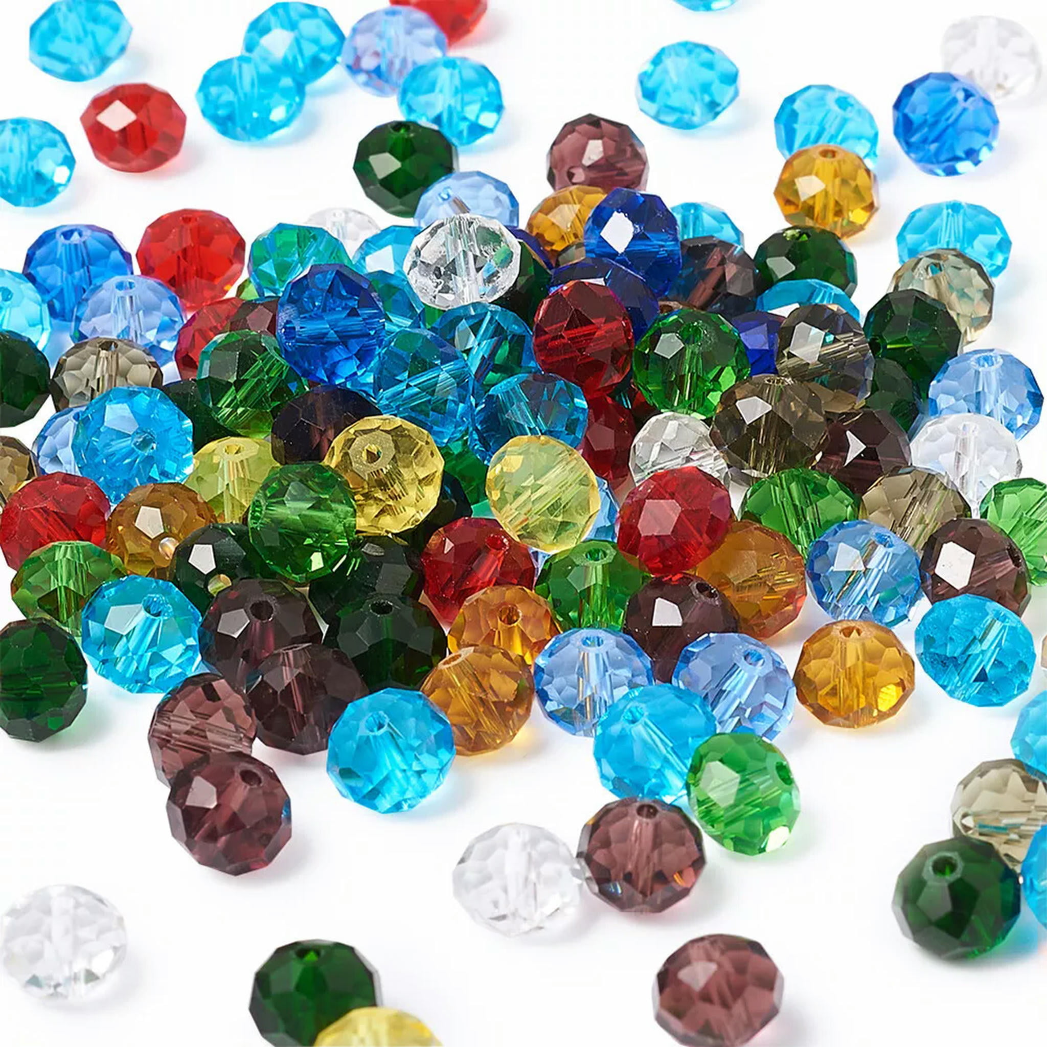 U8MO 200pcs 10mm Faceted Rondelle Transparent Glass Beads Loose Spacer Beads Crafting