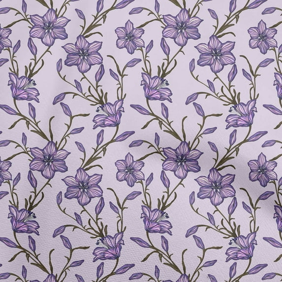 oneOone Cotton Cambric Light Purple Fabric Floral Sewing Fabric By The Yard Printed Diy Clothing Sewing Supplies 56 Inch Wide