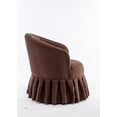 thumbnail image 4 of Swivel Barrel Chair, Modern Linen Fabric Upholstered Accent Chair with Metal Base and Padded Cushion Comfy Single Auditorium Chair with Pleated Skirt and 360 Degree Swiveling for Living Room, Brown, 4 of 7