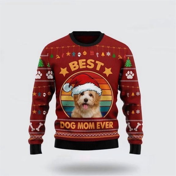 Havanese Best Dog Mom Ever Christmas Sweater – Dog Lover Christmas Sweater