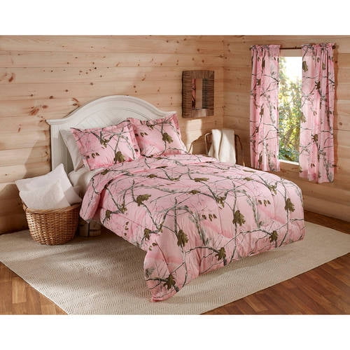 22 PC SET!! KING SIZE PINK CAMO COMFORTER SHEET CAMOUFLAGE WOODS 3 CURTAINS 