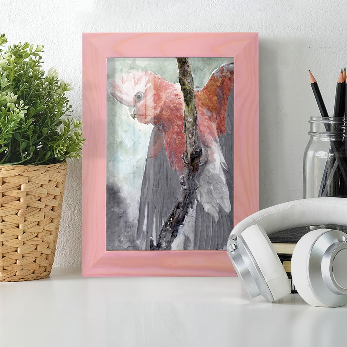 Tropic Parrot II - Framed Print w/glass - Sunset Pink