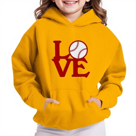 Nmnitkp Boys Sweatshirts Soft Girls Sweatshirt Hooded Sweatshirt Fleece Pullover Hoodies Long Sleeve Warm Hoodie Sweatshirts with Pocket for Kids Yellow 9 Years