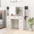 thumbnail image 2 of HOMCOM Makeup Vanity Desk, Dressing Table with Mirror and Lights, White, 2 of 9