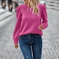 thumbnail image 6 of Womens Long Puffed-Sleeve Tops Plus Size S-5X Casual Crewneck Pullover T-Shirts Ladies Trendy Textured Solid Loose Comfort Blouses Tees, 6 of 8