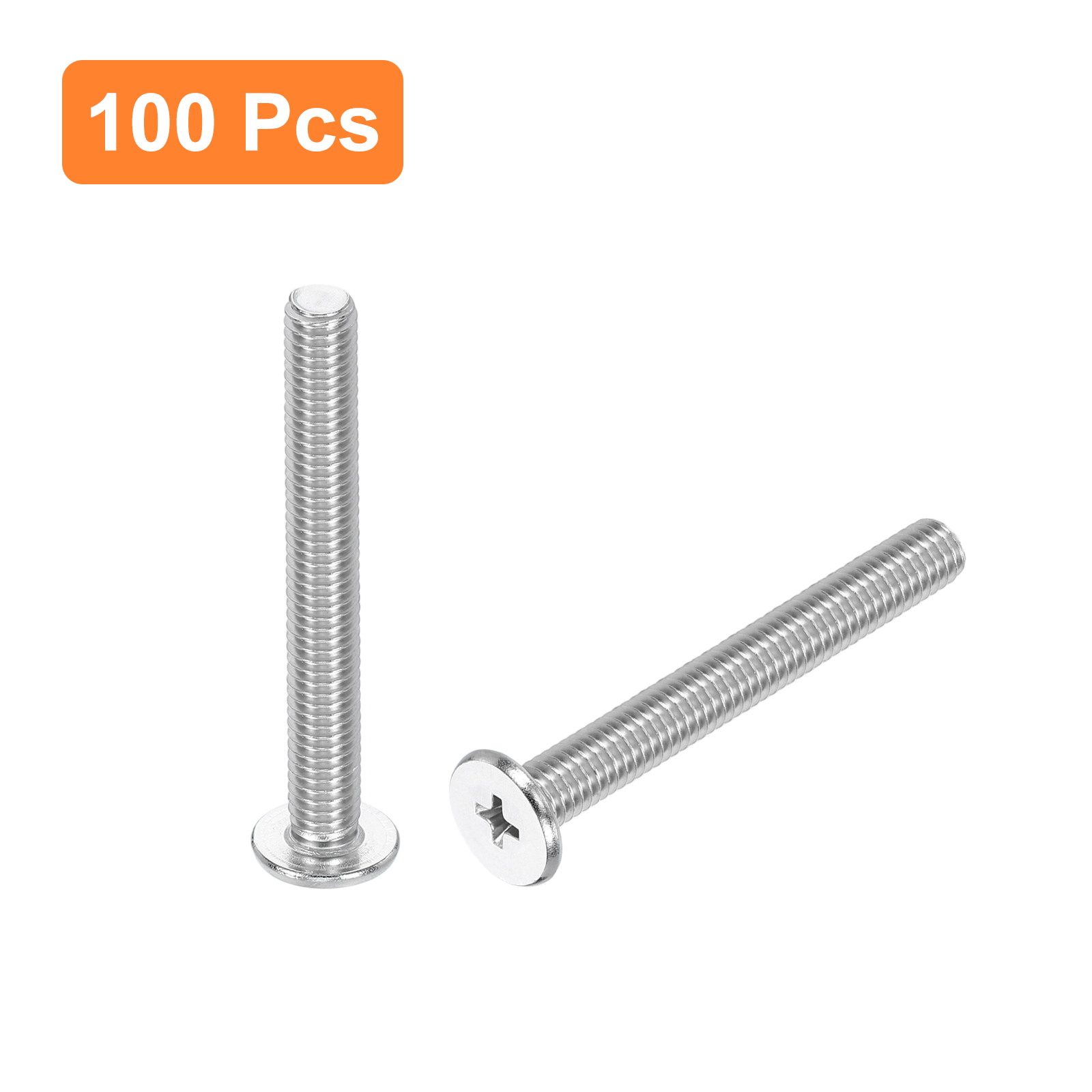 M6-1 x 50mm 100Pack Metal Flat Round Head Screws Phillips Drive Machine Bolt