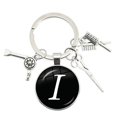 thumbnail image 1 of Llavero colgante de herramientas de peluquería, A-Z de cabujón de cúpula de vidrio de 25mm, 26 letras, llavero de secador de pelo, joyería para regalo de barbero, 1 of 4