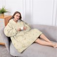 thumbnail image 5 of Oversized Wearable Blanket Hoodie,Beige Celestial Pattern Sherpa Blanket Hoodie with Super Pockets,Super Warm Fuzzy Pullover for Women & Men, 5 of 6