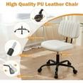 thumbnail image 6 of Armless Office Desk Chair with Wheels, Adjustable Height 360° Rolling Swivel Lumbar Support Low-Back Computer Chair, PU Leather, White, 6 of 7