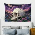 thumbnail image 7 of ZFLMY Skull Flowers Moon Polyester Wall Art Tapestry for Bedroom Living Room Decor, Decorative Wall Hanging, Various Sizes Available 60x40in, 7 of 7