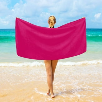 Mainstays Beach Collection Pink Palm Cotton-Blend Beach Towel