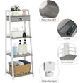 thumbnail image 2 of X-COSRACK 4-Tier White Ladder Shelf with Drawer, Narrow Wood & Metal Storage Organizer Bookshelf for Bathroom & Living Room, White, 2 of 8