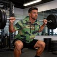 thumbnail image 4 of OIOLOYJM Mens Sun Protection Shirts Quick Dry Lightweight UPF Rash Guard Camo Short Sleeve Hoodies Summer Hiking Outdoor Fishing Hooded T Shirts Light Green M, 4 of 5