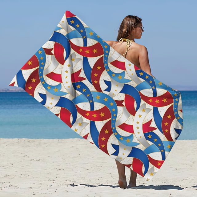 TUWABEII Microfiber Beach Towel Super Lightweight Colorful Bath Towel Sandproof Beach Blanket Multi-Purpose Towel For Travel Swimming Pool 30x60 Inch