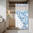 thumbnail image 4 of Blue Ocean Bubble No Hook Shower Curtain with Snap in Liner, Waterproof Fabric Shower Curtains, Watercolor Sea Bubble Summer Shower Curtain Set Top See Through for Bathroom 36"x72", 4 of 8