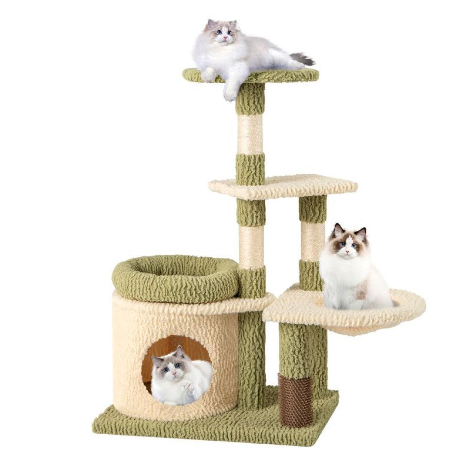 FASCK 38 Inch Tall Aesthetic Kitten Tower, Multi-Level Cat Tree with Condo, Plush Bed & Scratching Posts, Cute Cat Furniture for Indoor Cats