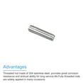 thumbnail image 4 of Uxcell Fully Threaded Rod M10 x 40mm 1.5mm Thread Pitch 304 Stainless Steel Right Hand Threaded Rods Bar Studs 15 Pack, 4 of 6