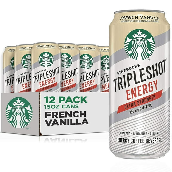 Starbucks Tripleshot Energy French Vanilla Flavored Extra Strength Coffee Energy Drink, Ready to Drink, 15 Ounce Can, 12 Pack