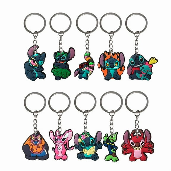 10 Pcs Keychain Stitch Party Favor Cute Keychain Kids Birthday Party Favor Keychain Backpack Keychain School Carnival Rewards Decoration Supplies