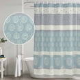 thumbnail image 5 of Farm Fruits Shower Curtain, Waterproof Shower Curtains for Bathroom, Watermelon Lemons Peach Blue Grey Striped Washable Fabric Bathtub Curtain Set Bath Decor with 12 Hooks 48"x72", 5 of 8