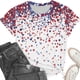 thumbnail image 3 of Tops de Ajuste Suelto para las Mujeres Impreso de Manga Corta Cuello Redondo Superior Luz Suave Tela Transpirable para el Uso Diario Tops Cortos para las Mujeres, 3 of 5
