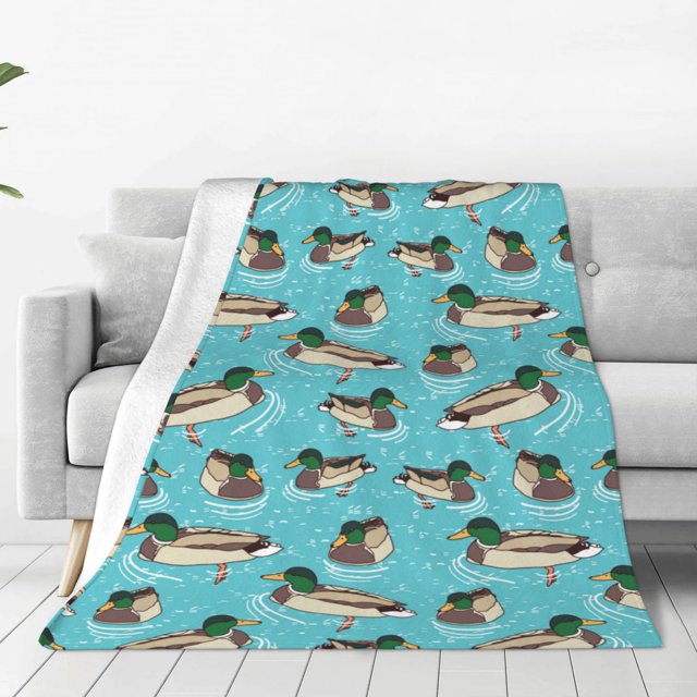 Fotbe Mallard Ducks Swimming In The Lake Manta de Franela Acolchonada con Estampado, Súper Suave y Esponjosa, Extra Grande para Sofá, Cama, Uso Todo el Año-40"x30"