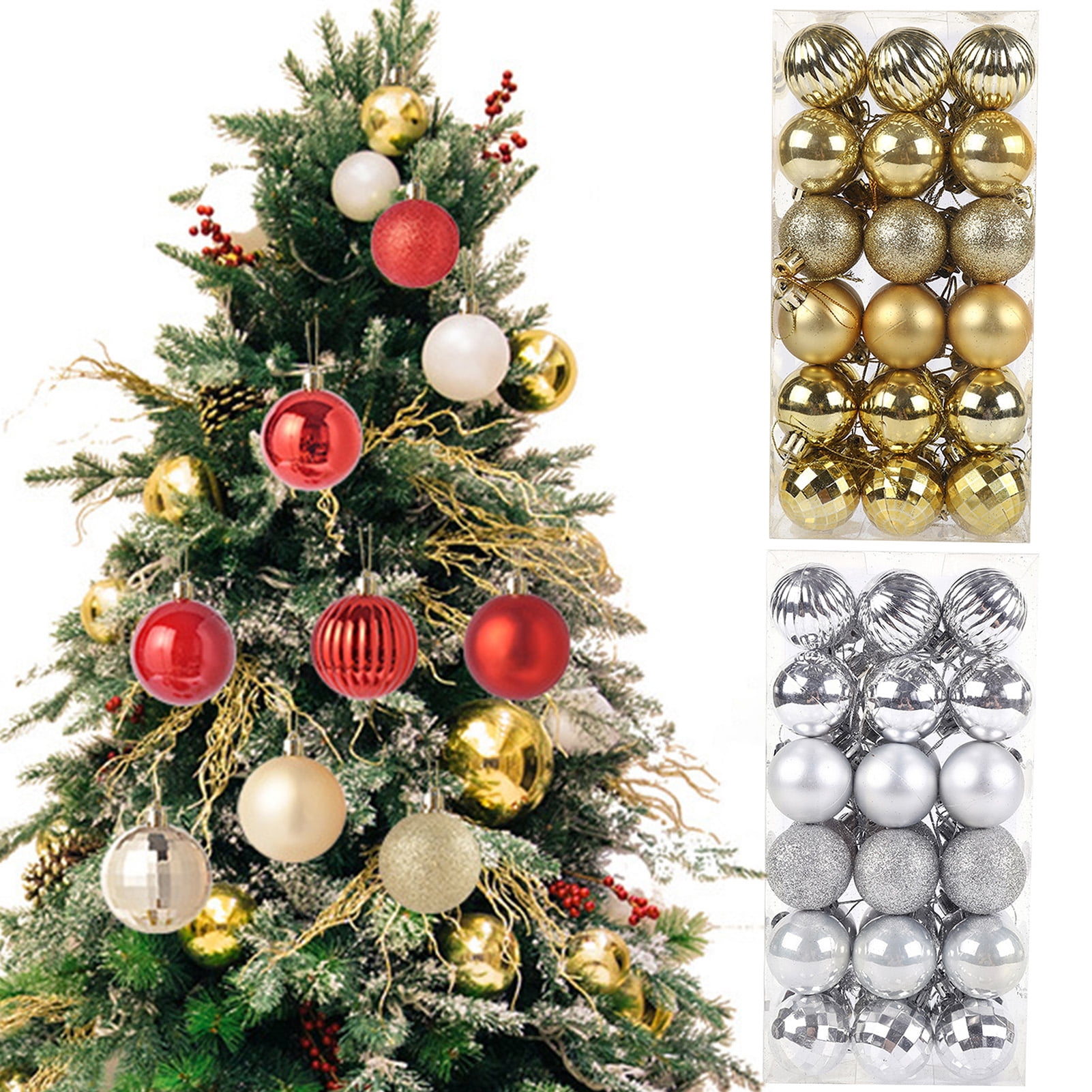Hariumiu 36Pcs 4cm Christmas Tree Ornaments Ball Electroplating Fine Workmanship with Hanging