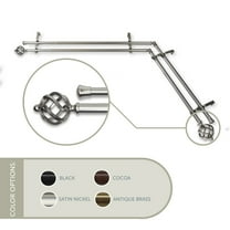 Roman Double Corner Window Curtain Rod 13/16 inch 66-120" - Satin Nickel