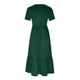thumbnail image 4 of Busydd Womens Summer Dresses Flowy Tiered Pleated Maxi Dresses Short Sleeve Round Neck Beach Dress Fashion Casual Loose Sundress with Pockets, 4 of 8