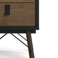 thumbnail image 3 of Tvilum Ry 2 Drawer Bedroom Nightstand for Adults, Black Matte/Walnut, 3 of 12