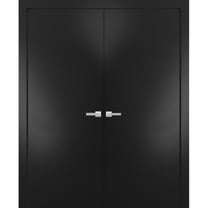 Modern Solid Interior Double Doors 60 x 84 inches with Handles